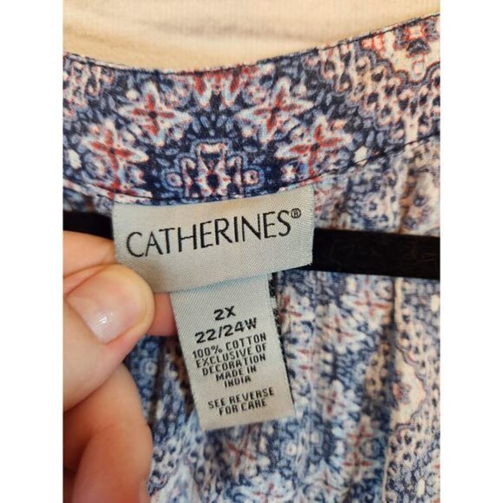 Catherines Women's Multicolor Boho Embroidered Detail 3/4 Sleeve Blouse Size 2X - Picture 3 of 5